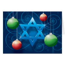 Jewish Star and Christmas Ornament Holiday card