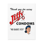 Jiffy Brand Condom Gear! postcards
