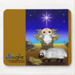 Jingle Bell Lamb & Baby Jesus mousepad (version 2)