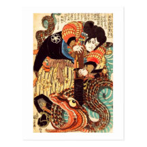 Jiraiya and Snake Vintage Japanese Ukiyoe Post Cards