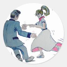 Jive Fun! swing dancing rock and roll Round Sticker