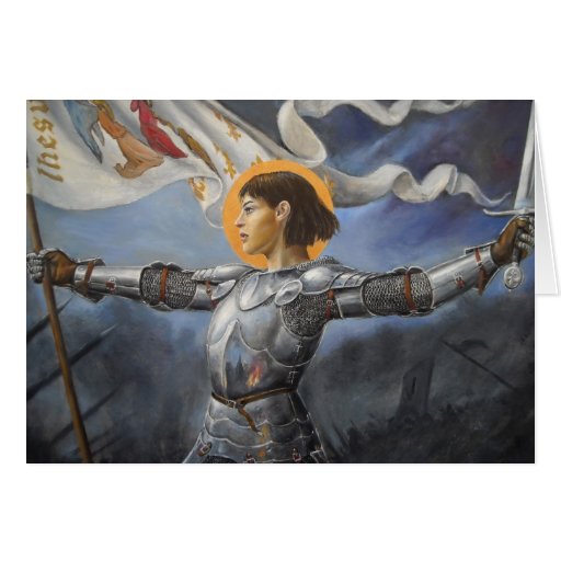 Joan of Arc with banner Card Zazzle