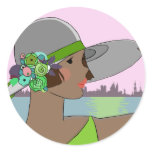 Joanne in Green & Mauve - Round Stickers