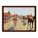 Jockeys In Front Of The Grandstand By Edgar Degas Post Cards