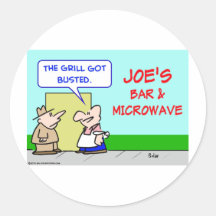 joes bar and grill microwave busted round sticker