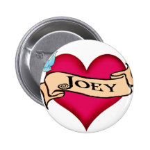 Joey - Custom Heart Tattoo T-shirts & Gifts Pin