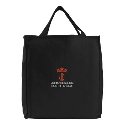 JOHANNESBURG, SOUTH AFRICA BLACK TOTE EMBROIDERED TOTE BAGS by edem13