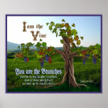 John 15: 5-8 Grape Vine Scripture Print