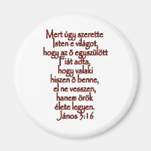 John 3:16 Hungarian Refrigerator Magnet