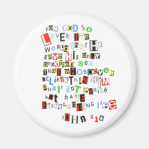 John 3:16 Ransom Note Fridge Magnet
