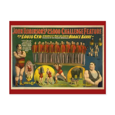 John Robinson`s $25,000 Challenge Circus Poster Postcard