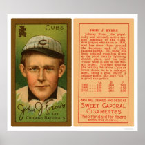 Johnny Evers Cubs Baseball 1911 Print