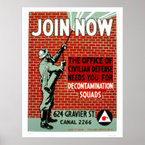 Join Civil Defence Decontamination Squads 1943 WPA Poster