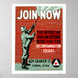 Join Civil Defense Decontamination Squads 1943 WPA Poster