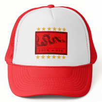 Join or Die Ben Franklin Banner on Tshirts Trucker Hat