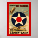Join The Air Service "Learn-Earn" (Red Border) posters