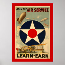 Join The Air Service "Learn-Earn" (Red Border) Posters