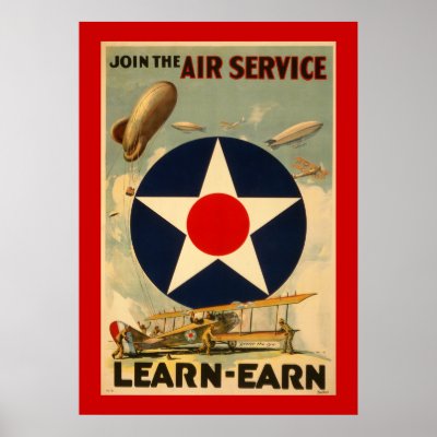 Join The Air Service "Learn-Earn" (Red Border) Posters by RetroCommunications