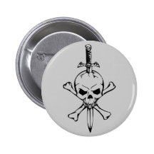 Jolly Roger Skull with Knife Pinback button