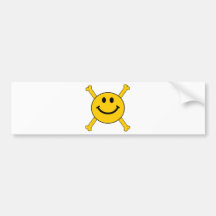 jolly roger smiley face bumper sticker