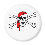 Jolly roger with red bandana magnets
