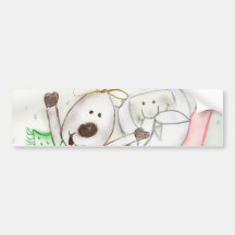 JOLLY SANTA AND REINDEER BUMPER STICKERS