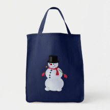 Jolly Snowman Grocery Tote Bag