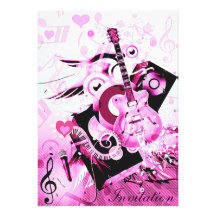 Journey of music-Pink_ Personalized Invitations