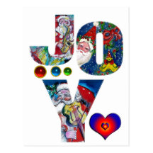 JOY AND LOVE MUSICAL  SANTA XMAS PARTY POSTCARDS
