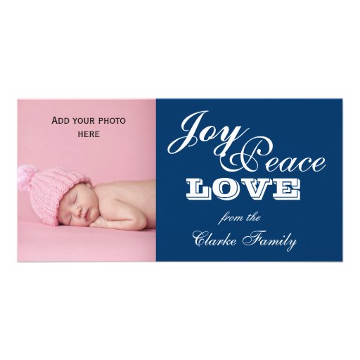Joy Peace Love. Christmas Family Photo Card