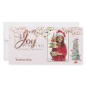 Joy pink christmas holiday photocard