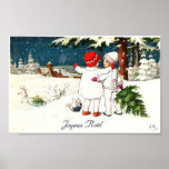 Joyeux Noel Children Xmas Card posters