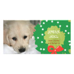 Joyeux Noel Dog Photo Cards Wreath Green