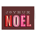 Joyeux Noel funky pink red chic christmas holiday Cards