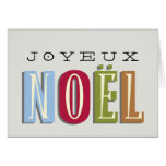 Joyeux Noel funky red green blue christmas holiday Greeting Cards