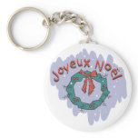 Joyeux Noel Holly Wreath keychains