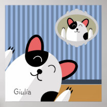 Joyful black and white dogs poster