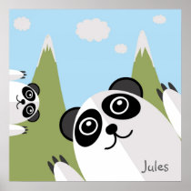 Joyful pandas posters