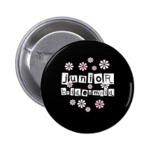 Jr. Bridesmaid White on Black Button