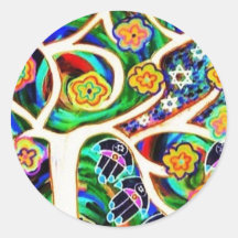 Judaica Hamsa Ivory Tree Of Life Round Sticker