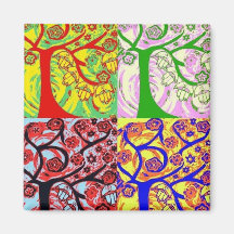 Judaica Hamsa Tree Of Life Sunrise Fridge Magnet