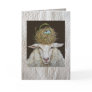 Judith the sheep card on quilted background