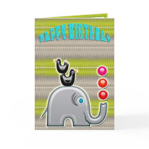 Juggling Elephant (Boy's Birthday Card)