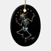 Juggling Jester Skeleton Christmas Ornament