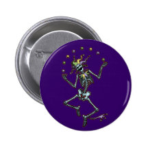 Juggling Jester Skeleton Pinback Buttons