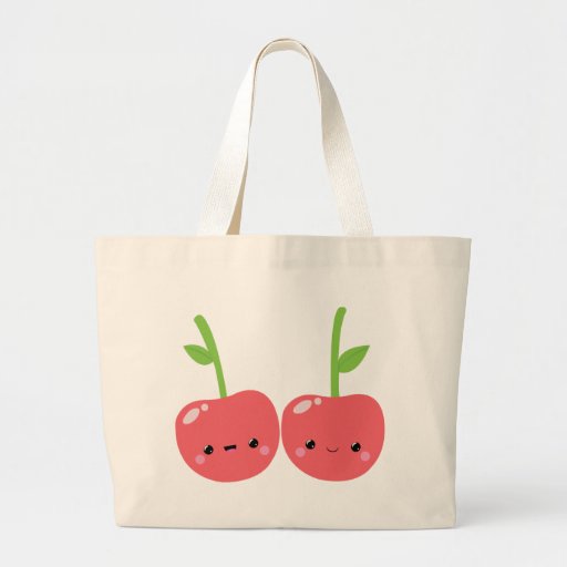 Juicy Cute Kawaii Cherries Tote Bags