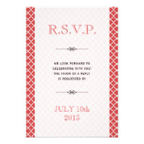 Juicy guava Moroccan tile ampersand wedding rsvp invitations