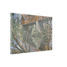 Julian Alden Weir - The red bridge Stretched Canvas Print