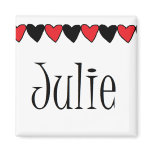 Julie Hearts Name Magnets
