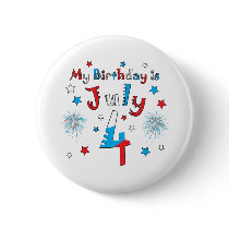July 4th Birthday Buttons